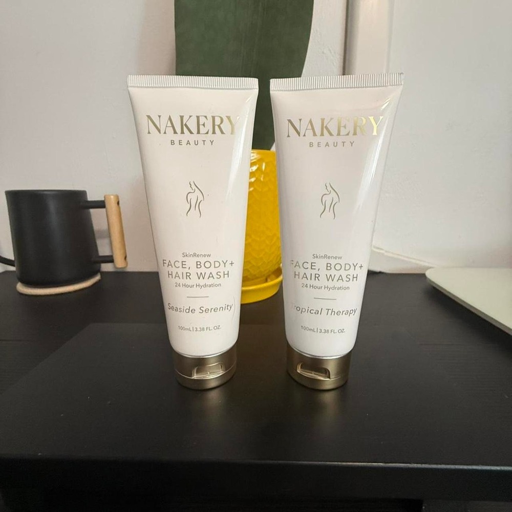 Nakery Face, Body Hair Wash Seaside Serenity & tropical therapy 3.3 oz  new